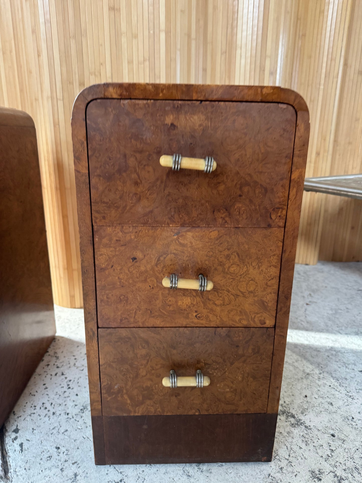 Vintage Burl Wood Bedside Tables - Pair