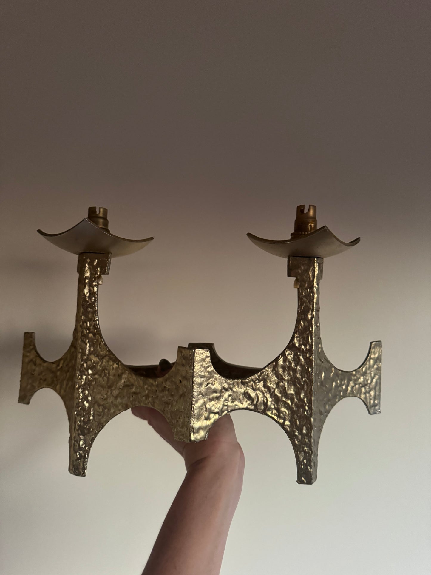 Brutalist Brass Sconces by Moe Bridge