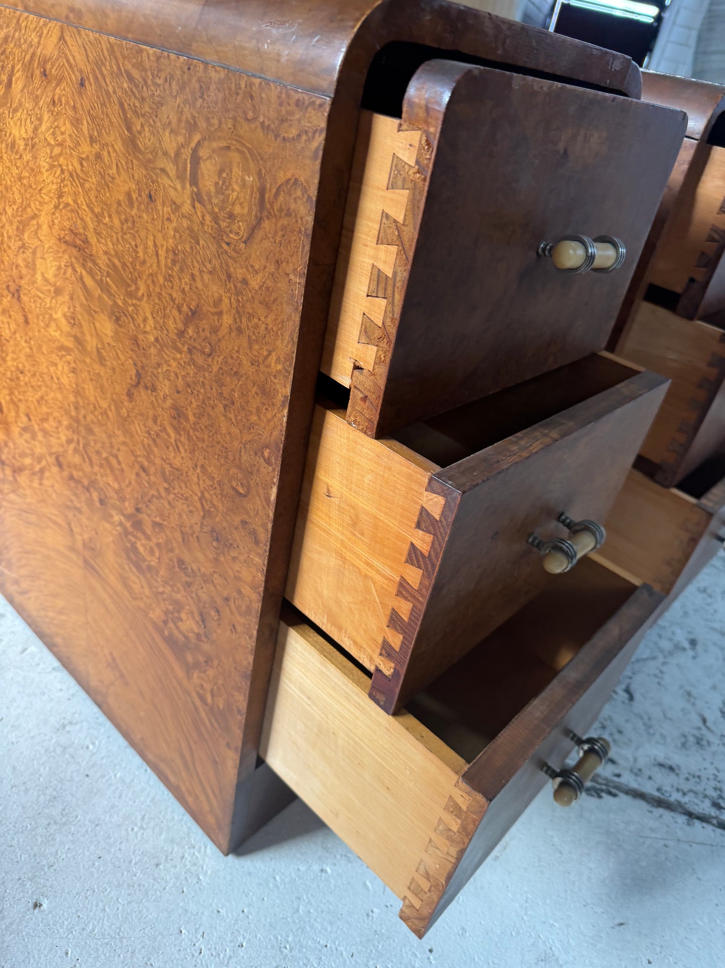 Vintage Burl Wood Bedside Tables - Pair
