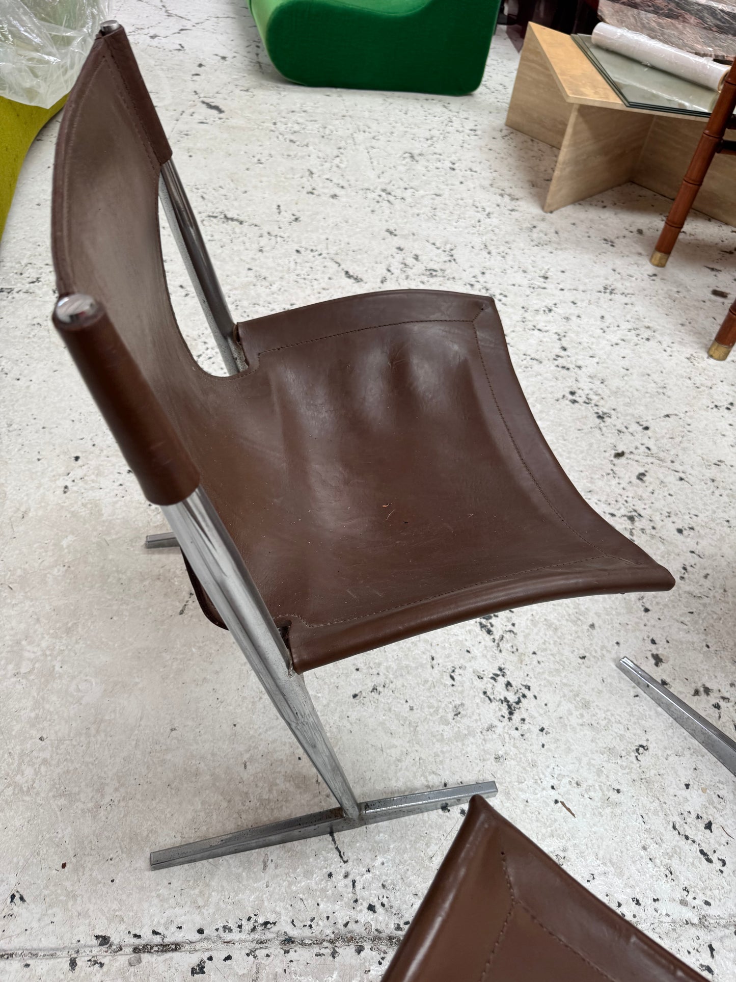 W.D Wallace Leather Chairs - set of four