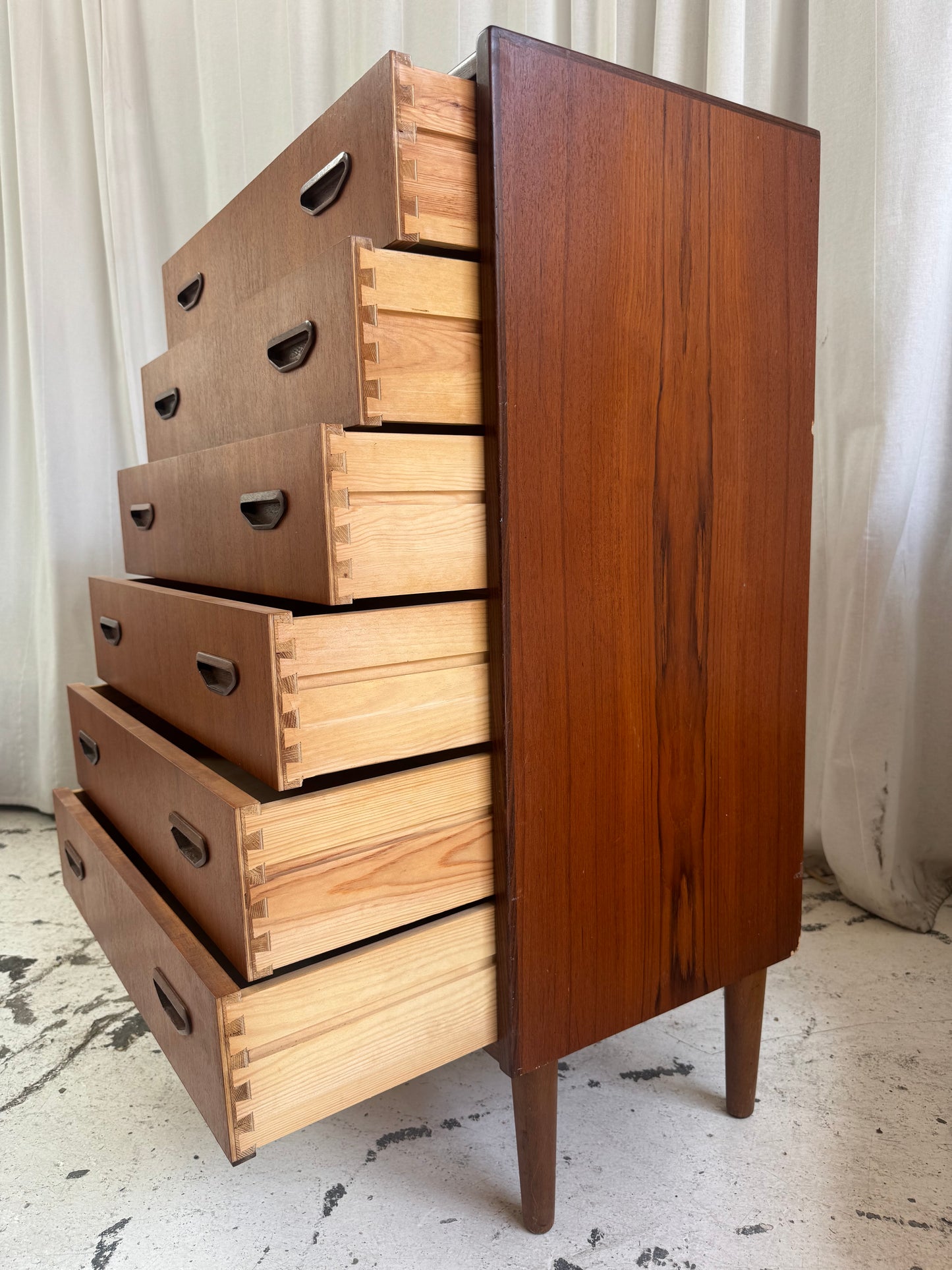 P. Westergaard Slimline Danish Tall Boy Drawers