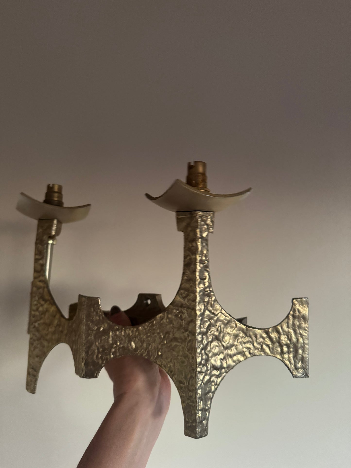 Brutalist Brass Sconces by Moe Bridge