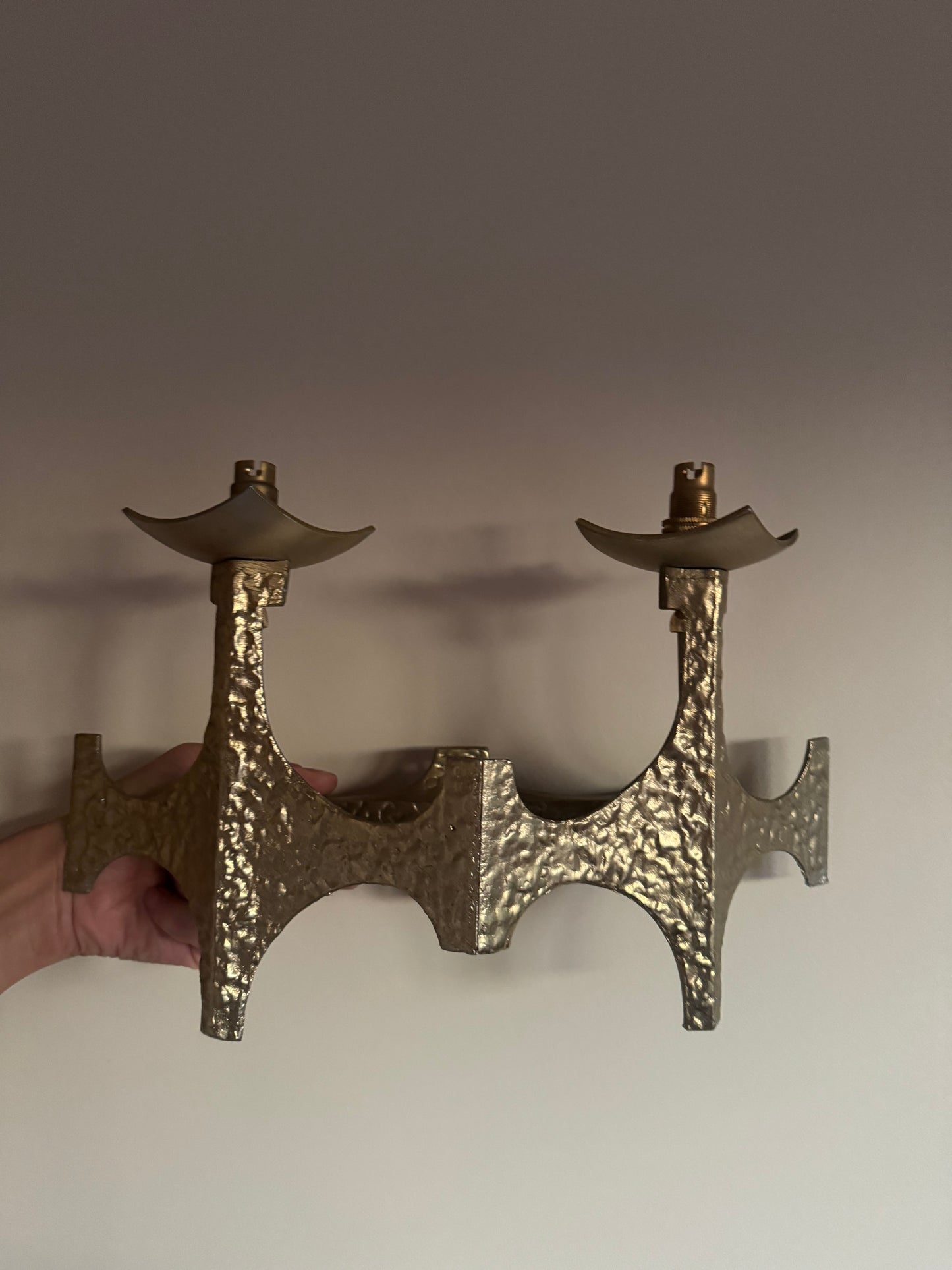 Brutalist Brass Sconces by Moe Bridge
