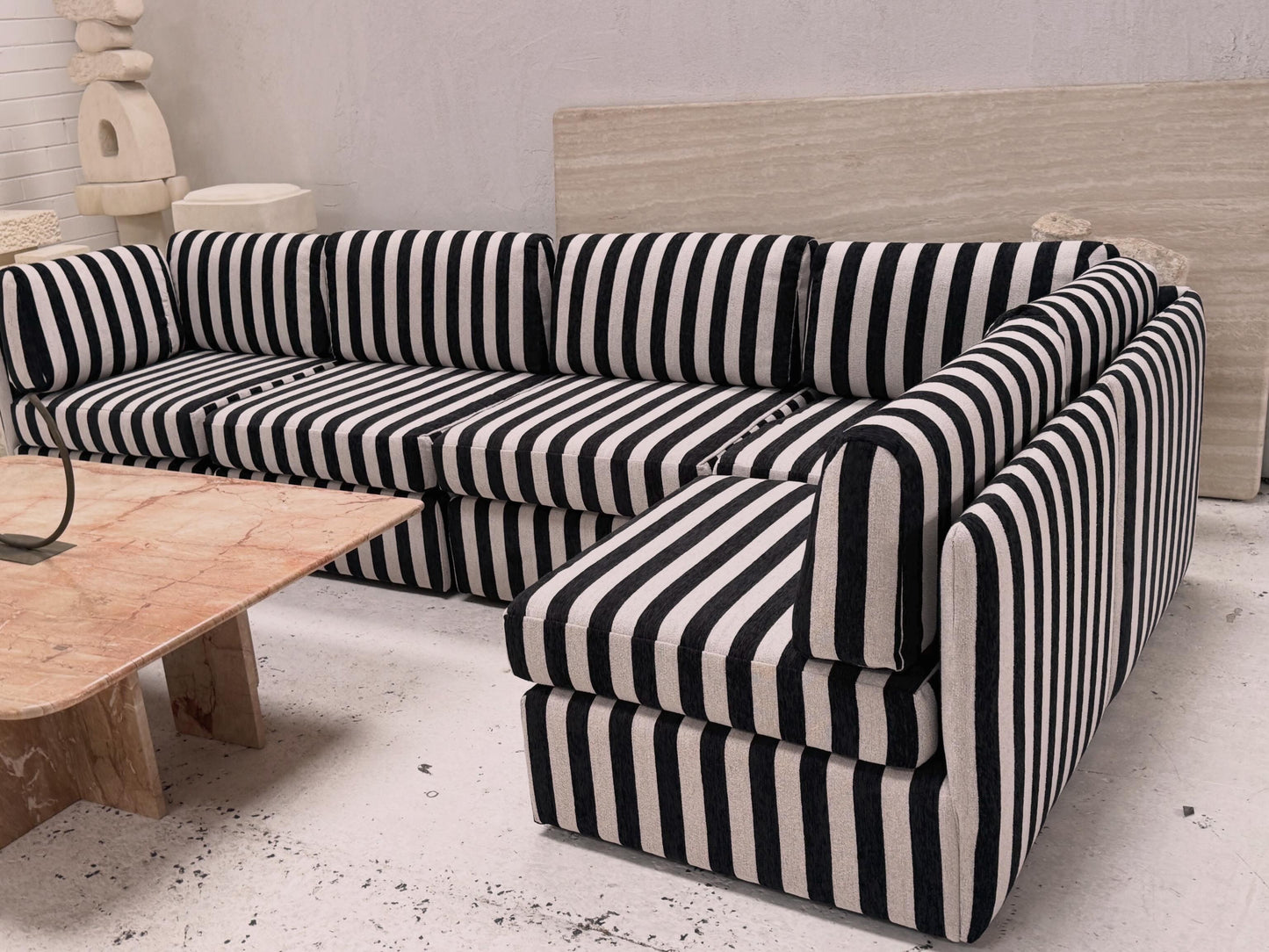 Vintage Jumbo Stripe Modular Sofa - Freshly Reupholstered