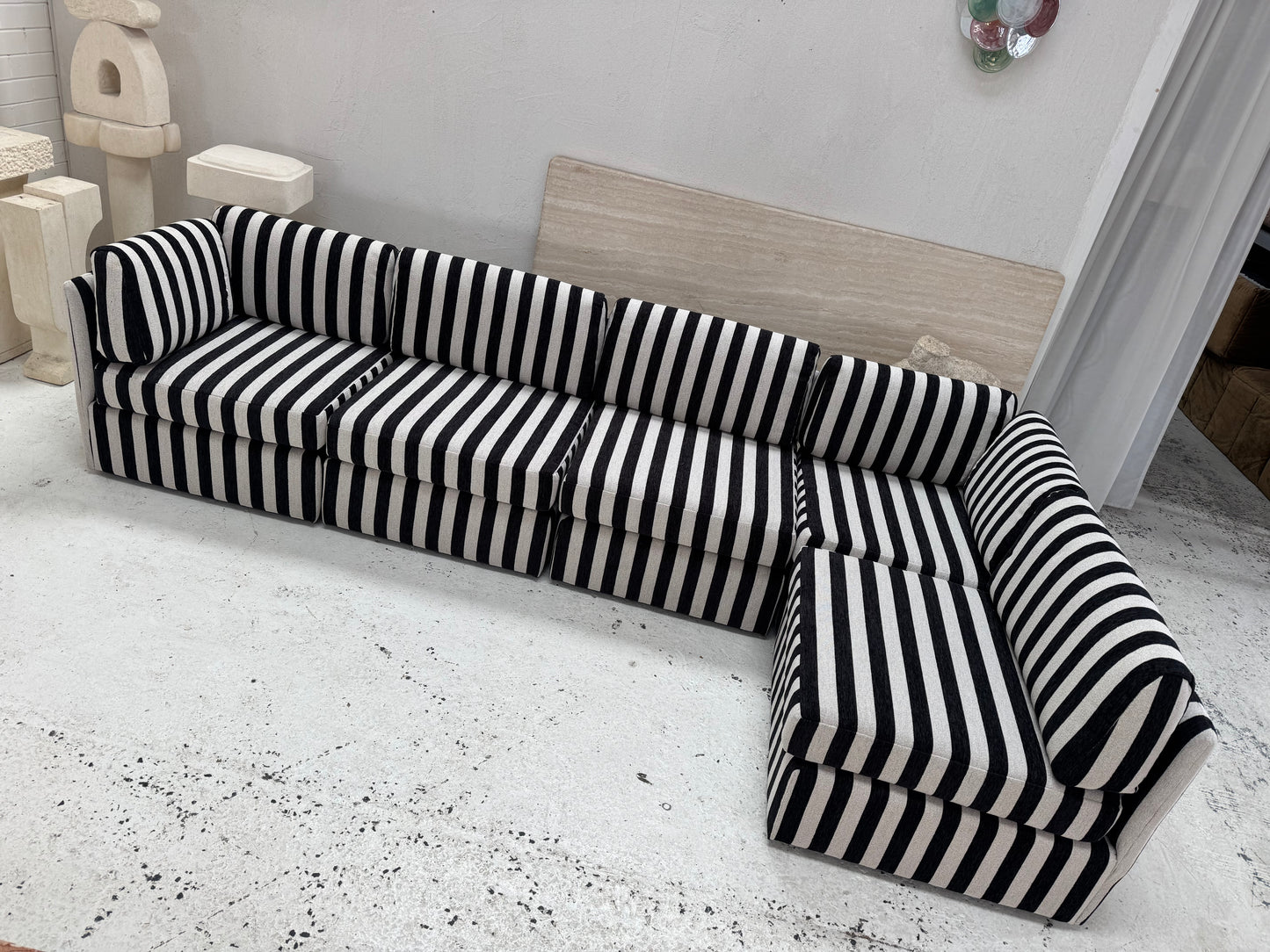 Vintage Jumbo Stripe Modular Sofa - Freshly Reupholstered