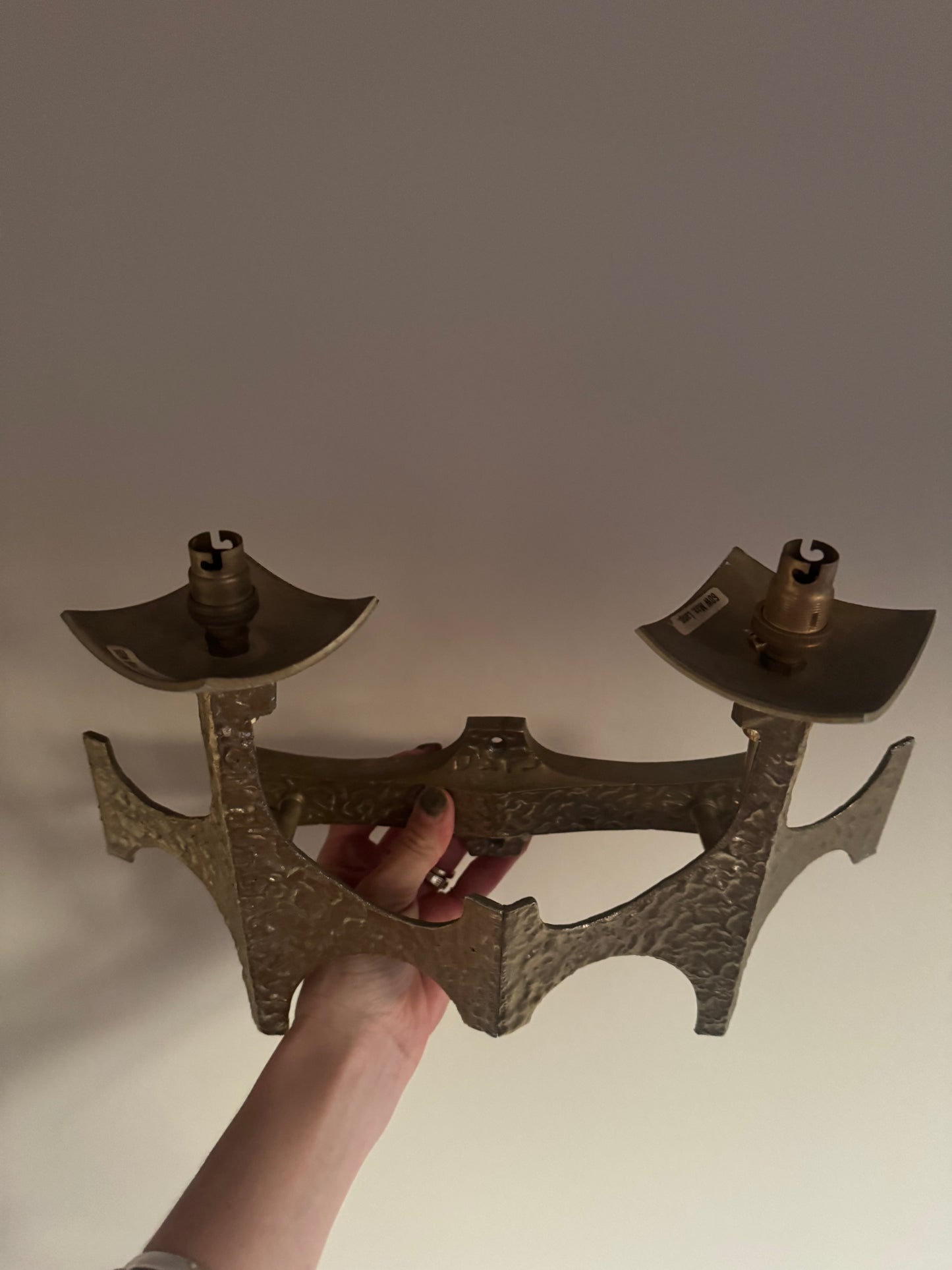 Brutalist Brass Sconces by Moe Bridge