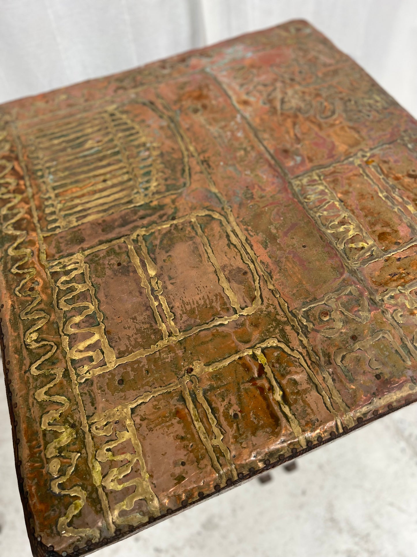Copper & Brass Brutalist Table