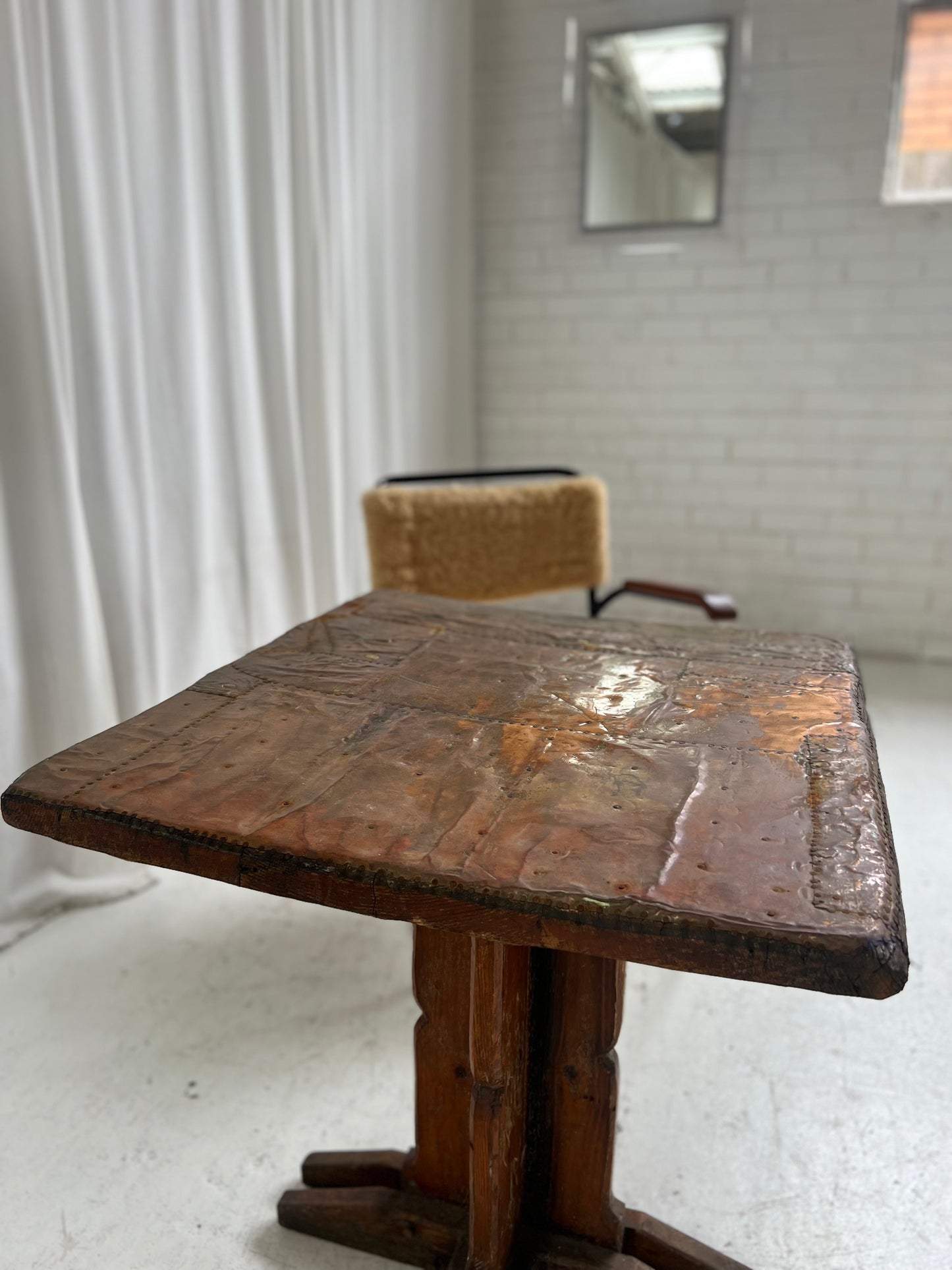 Copper & Brass Brutalist Table