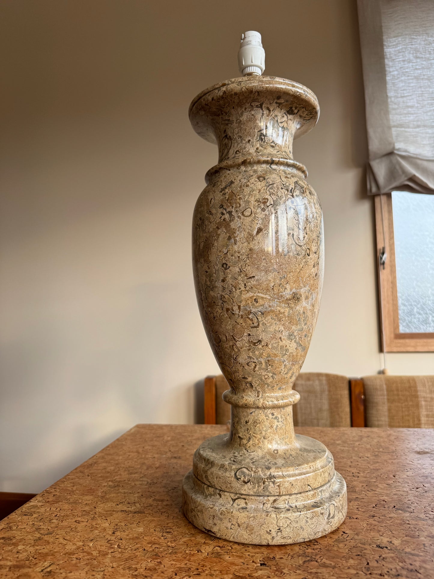Large Vintage Limestone Fossil Lamp