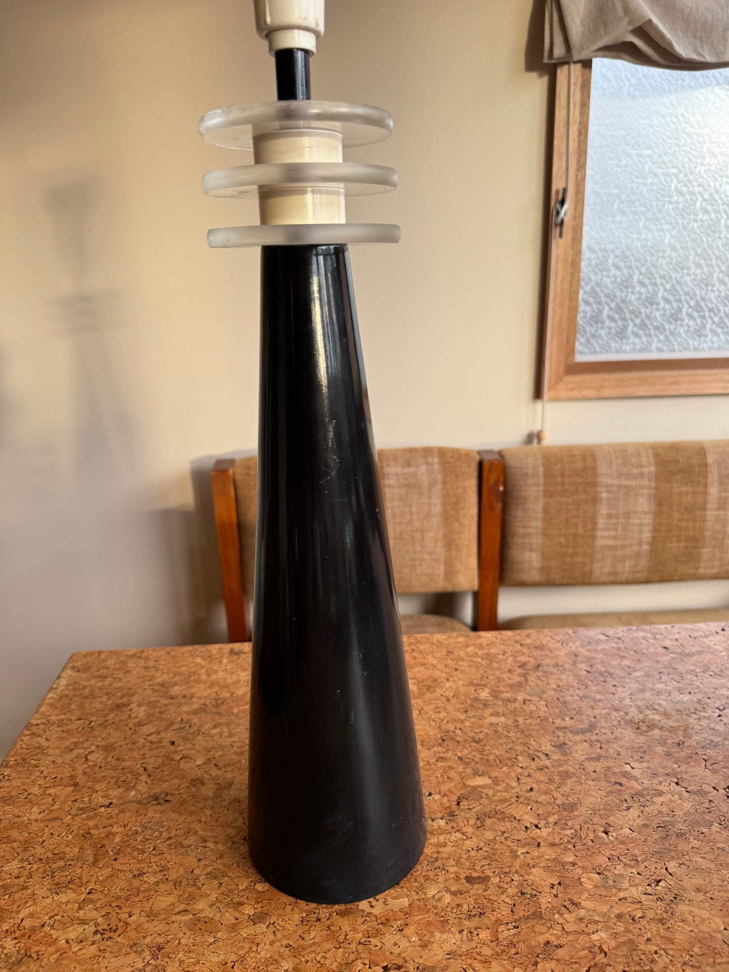 Vintage Lucite Black Ceramic Lamp