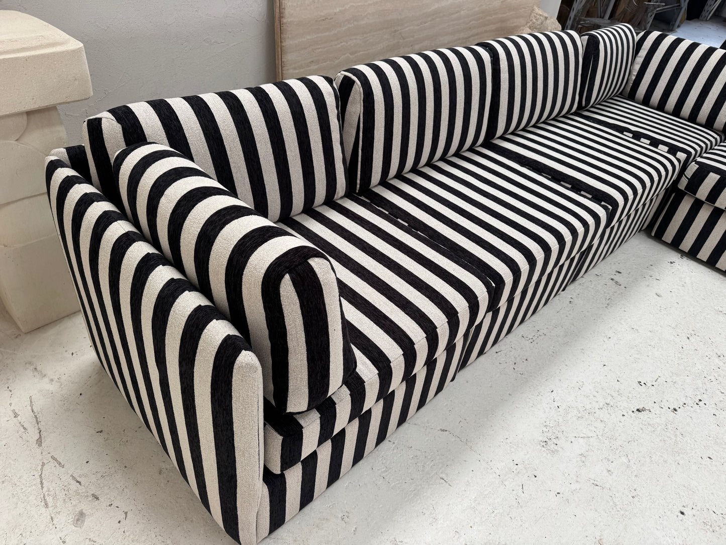 Vintage Jumbo Stripe Modular Sofa - Freshly Reupholstered
