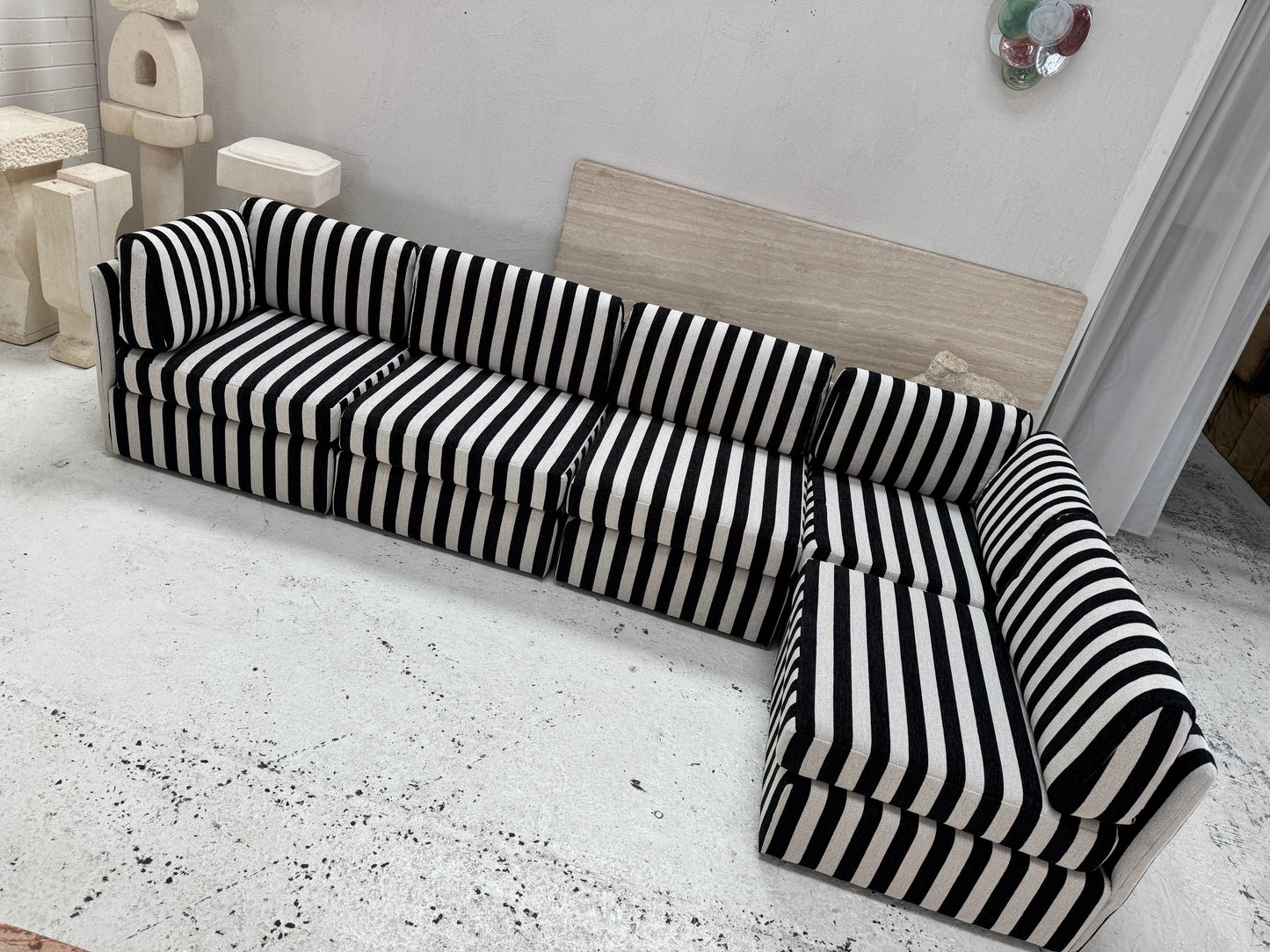 Vintage Jumbo Stripe Modular Sofa - Freshly Reupholstered