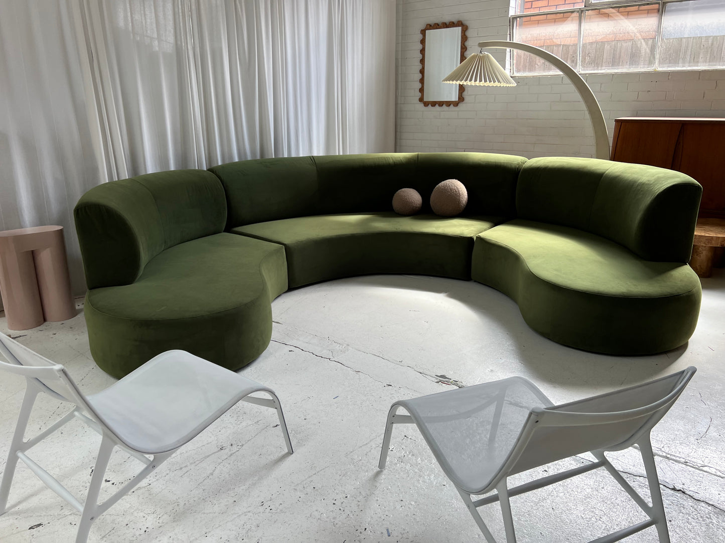 Large Green Curvy Sofa Set