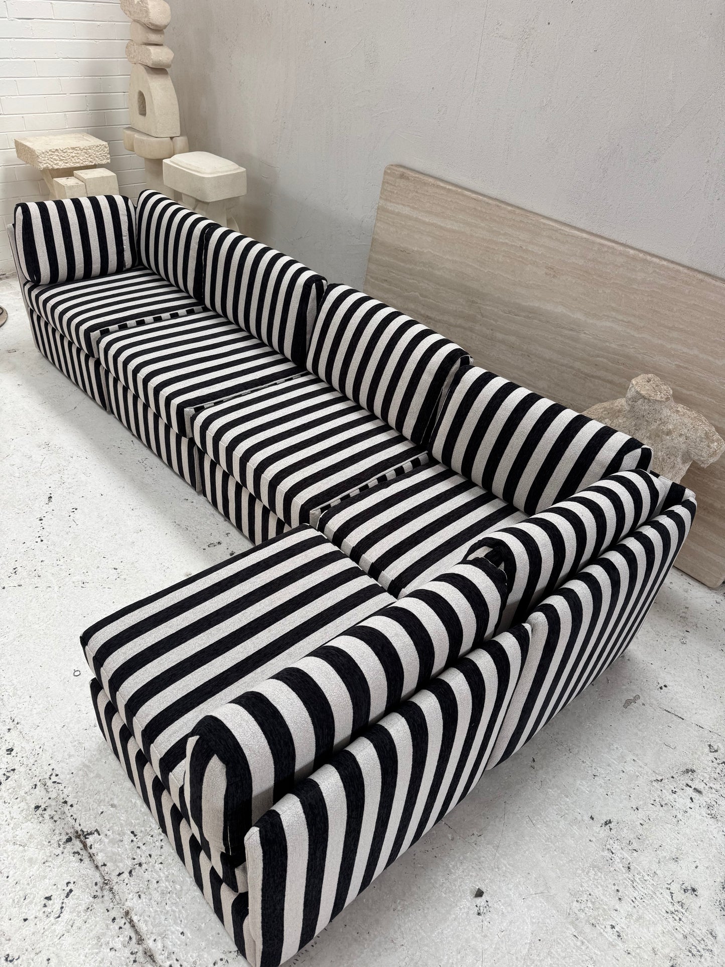 Vintage Jumbo Stripe Modular Sofa - Freshly Reupholstered