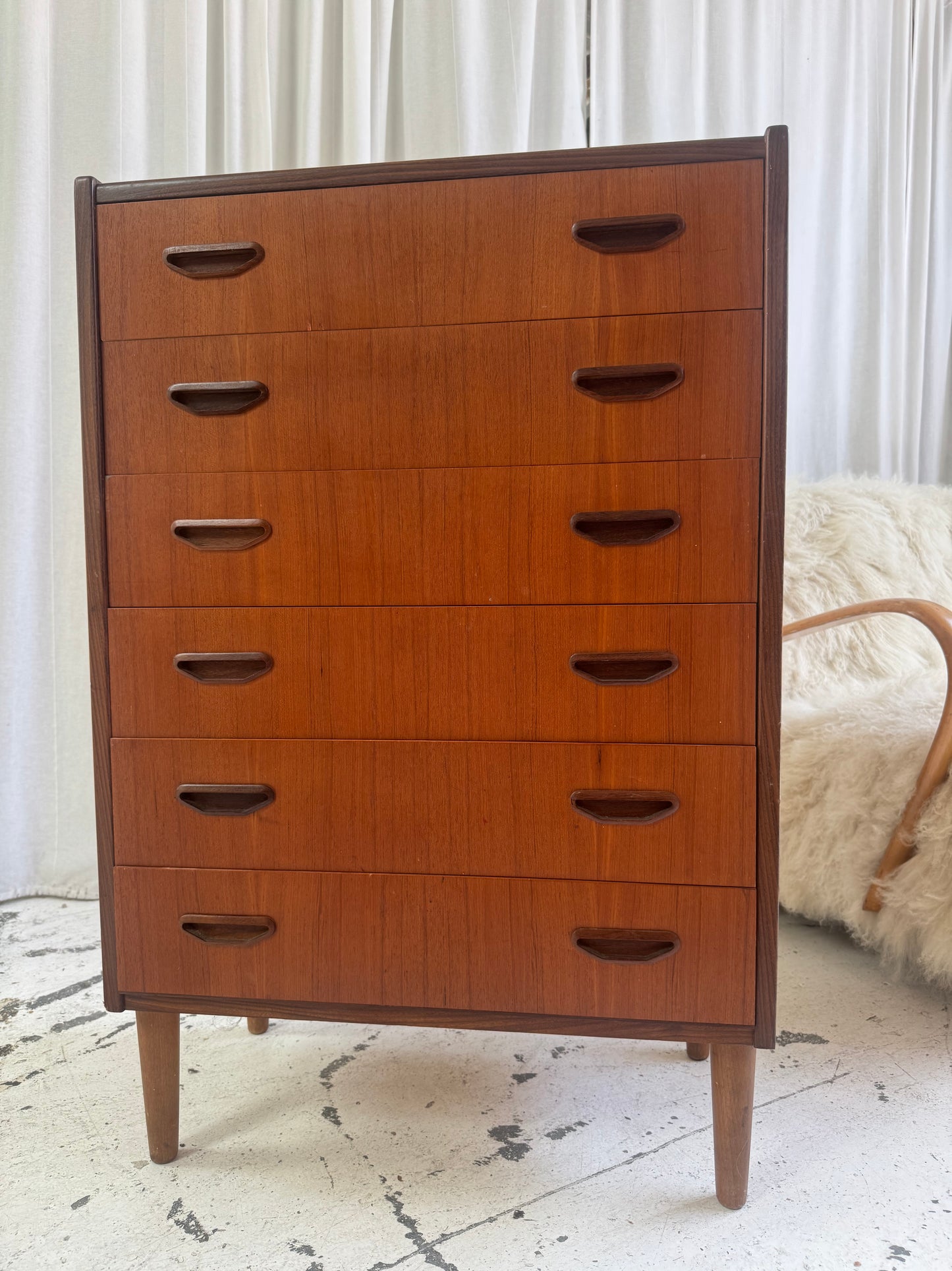 P. Westergaard Slimline Danish Tall Boy Drawers