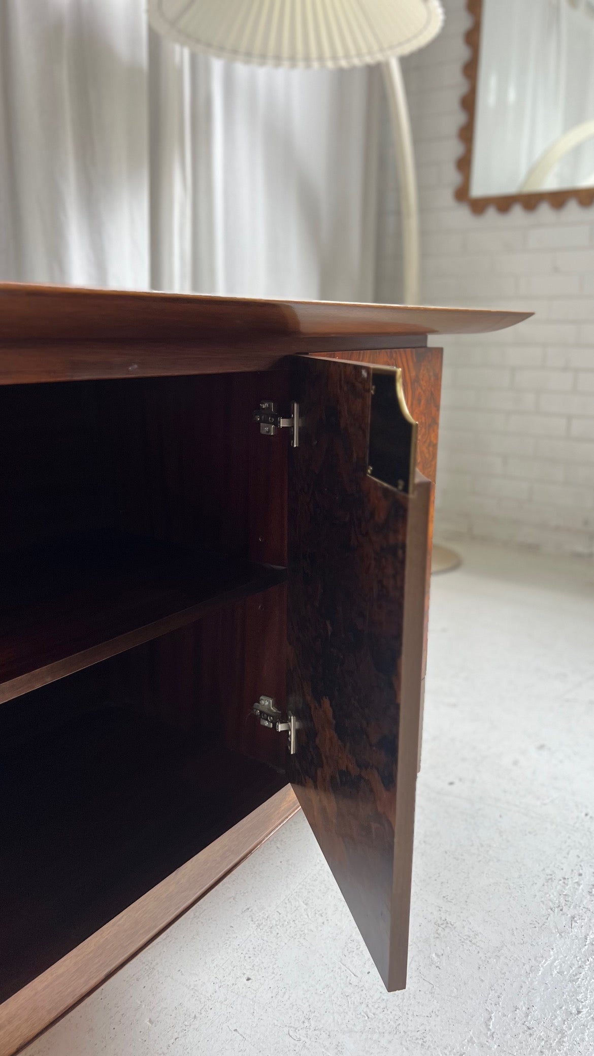 Vintage Burl Sideboard Cabinet