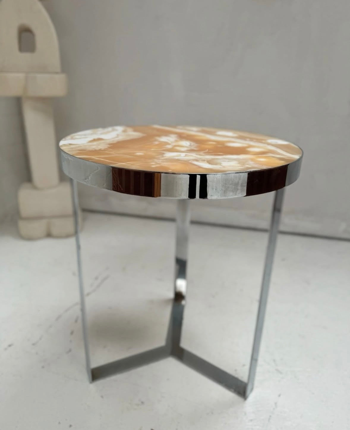 Onyx Marble & Chrome Table