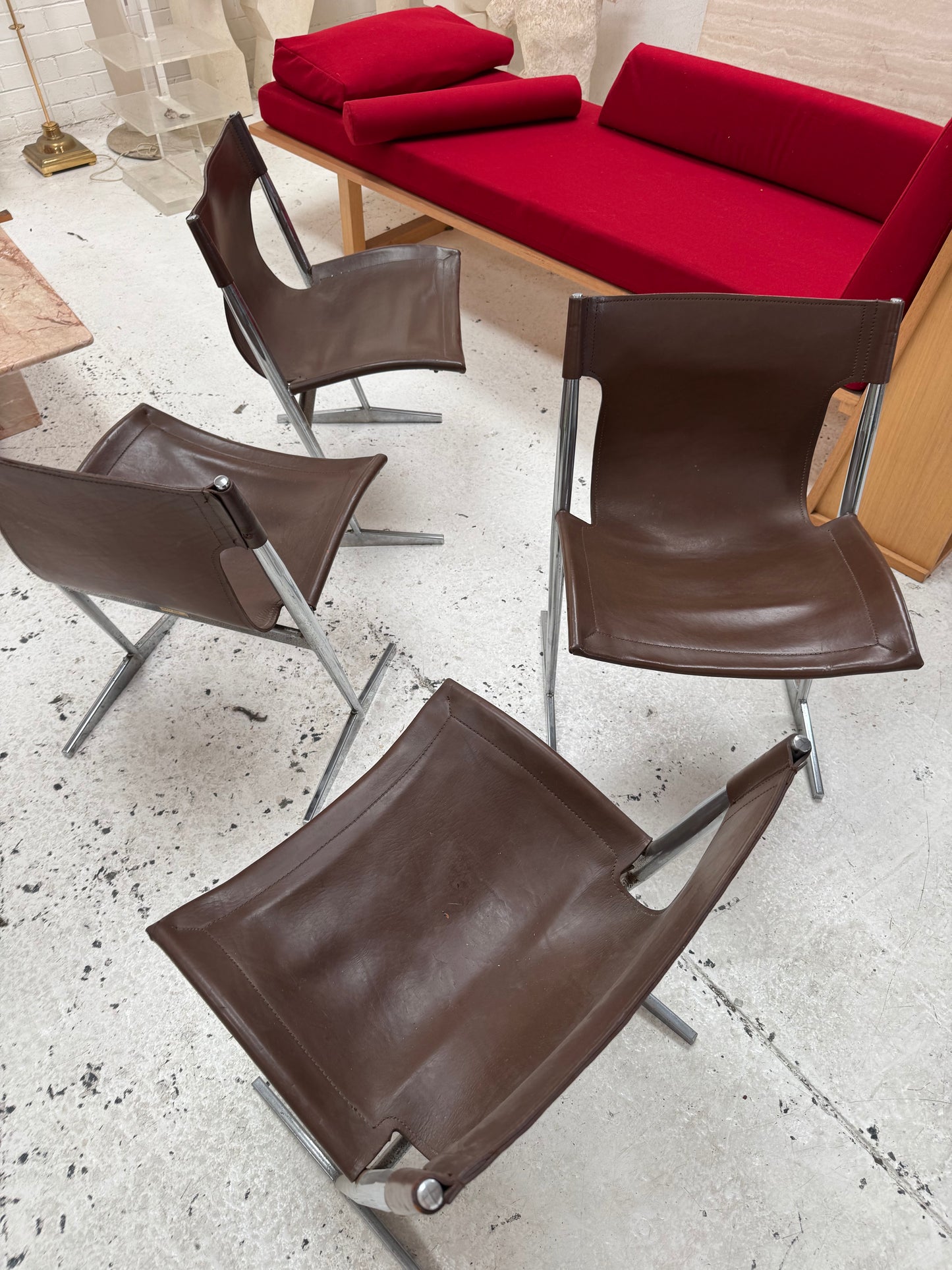 W.D Wallace Leather Chairs - set of four