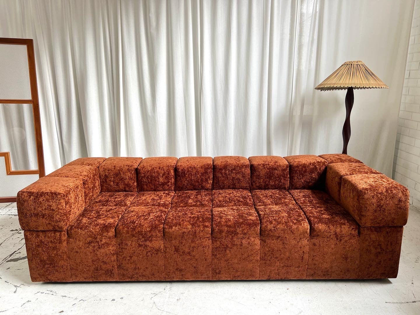 Custom Vintage Sculptural Burnt Copper Sofa