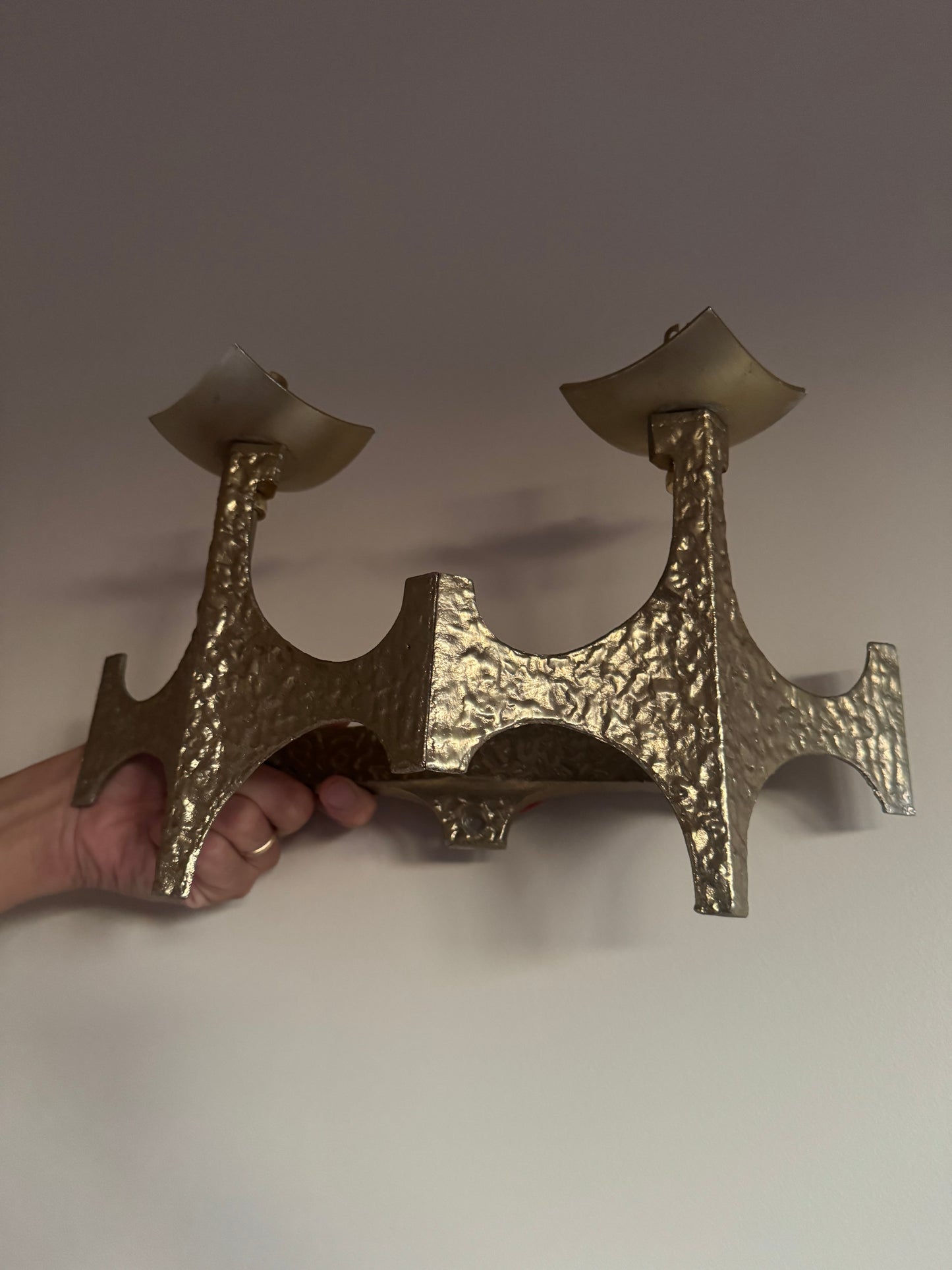 Brutalist Brass Sconces by Moe Bridge