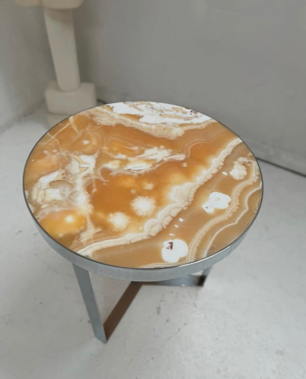 Onyx Marble & Chrome Table