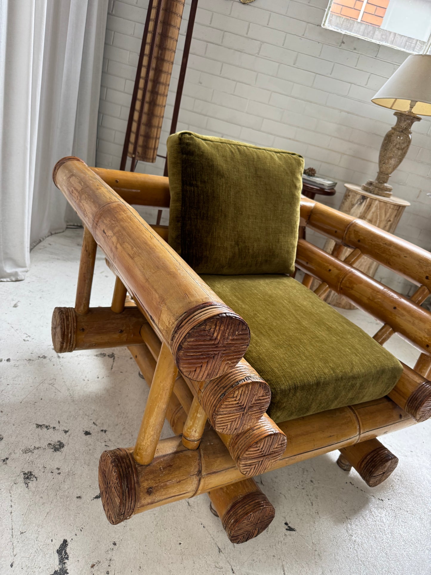 Vintage Jumbo Bamboo Armchairs x 2