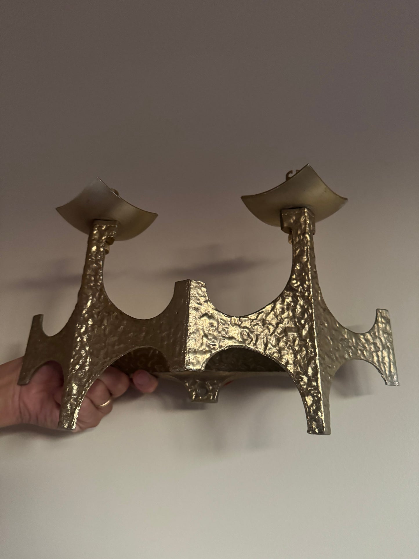 Brutalist Brass Sconces by Moe Bridge
