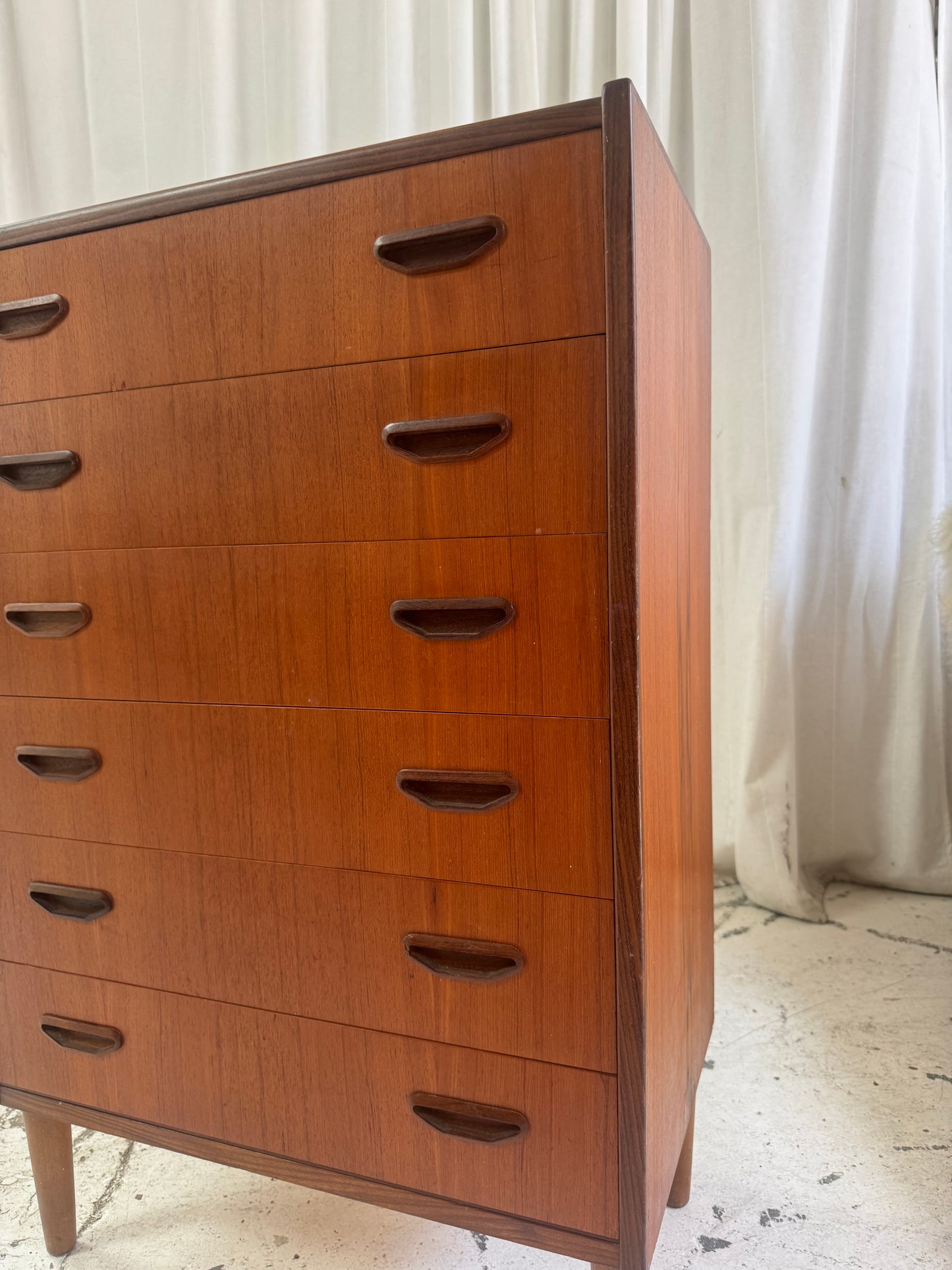 P. Westergaard Slimline Danish Tall Boy Drawers