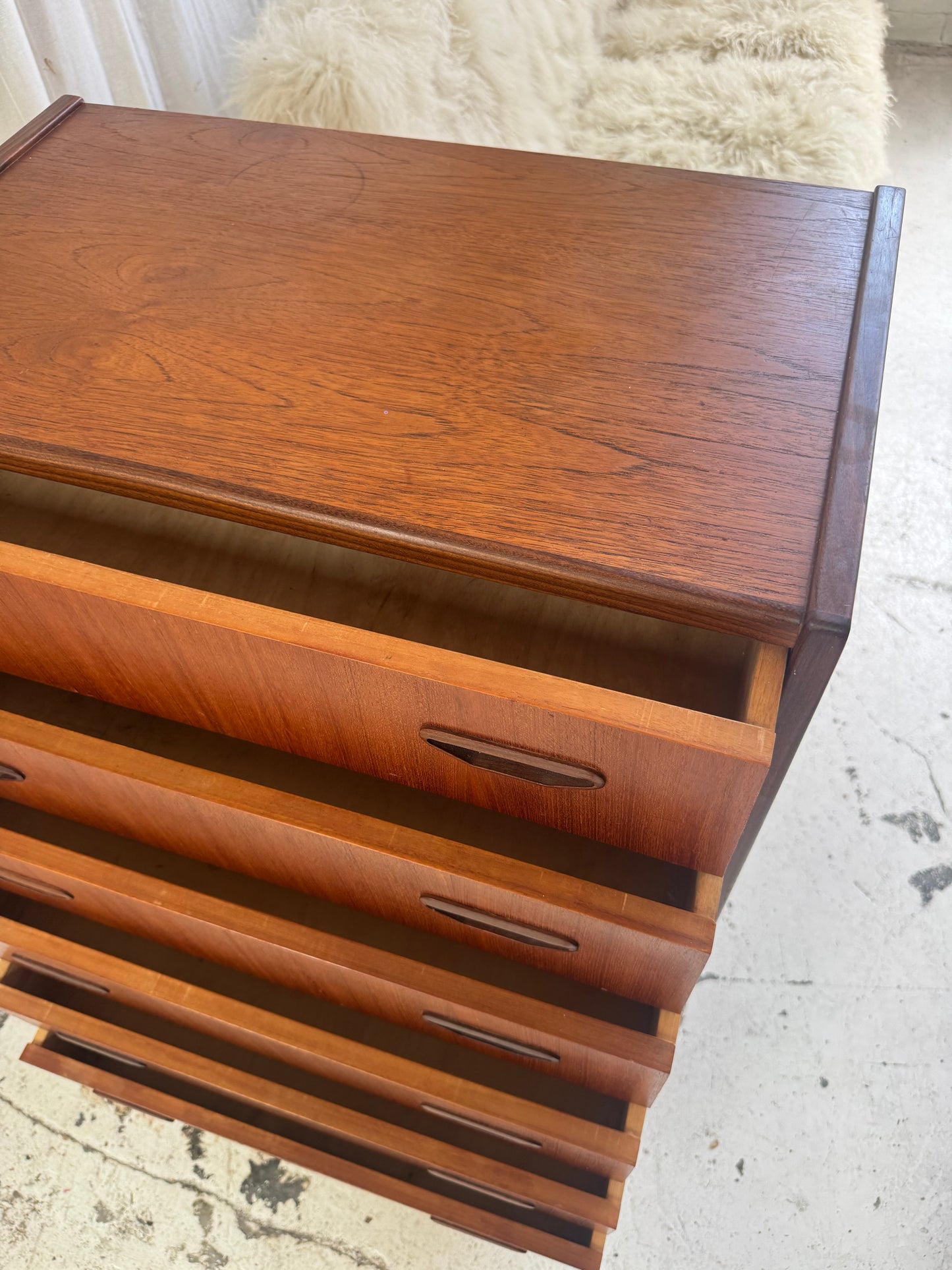 P. Westergaard Slimline Danish Tall Boy Drawers