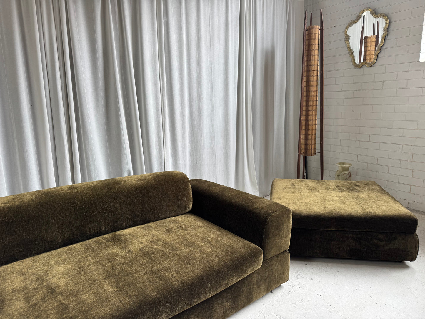 Custom Large Modular Sofa - Bark Velvet