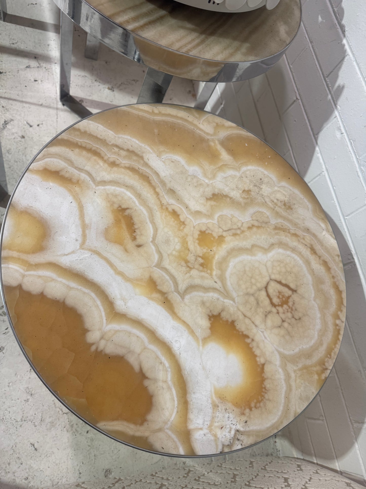 Onyx Marble & Chrome Table