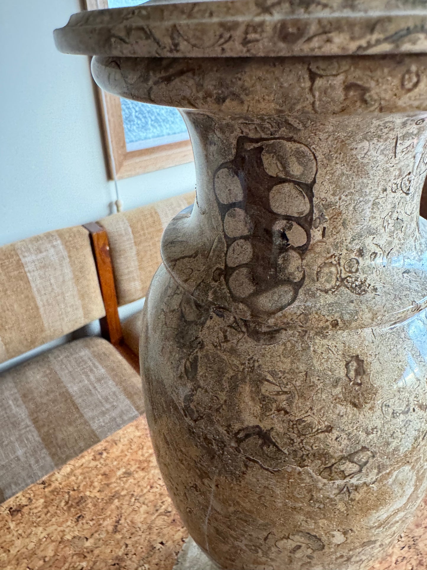Large Vintage Limestone Fossil Lamp