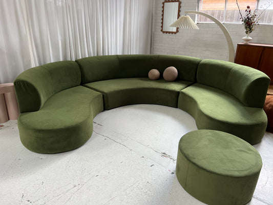 Large Green Curvy Sofa Set