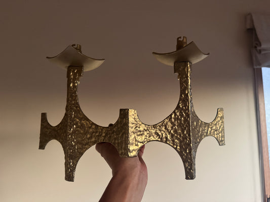 Brutalist Brass Sconces by Moe Bridge
