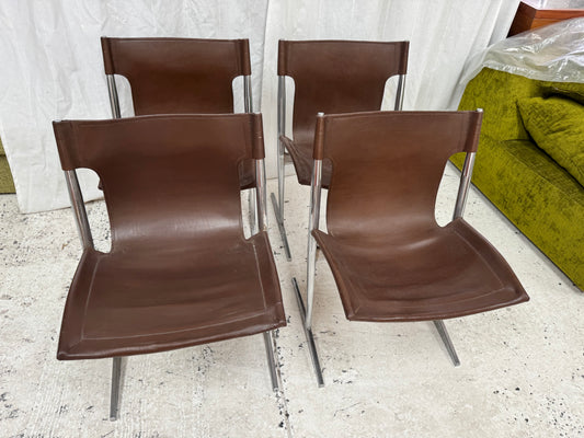 W.D Wallace Leather Chairs - set of four