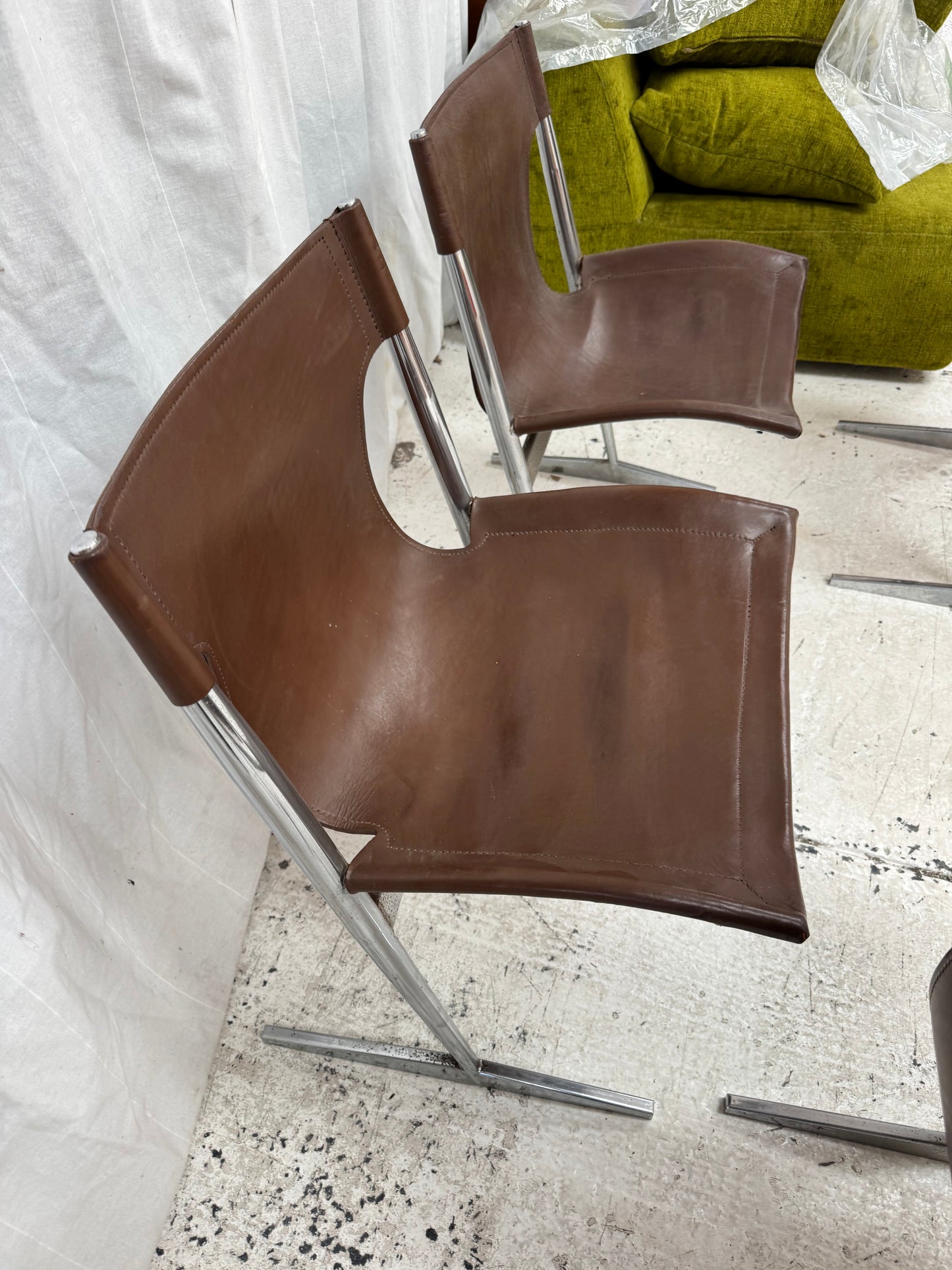 W.D Wallace Leather Chairs - set of four