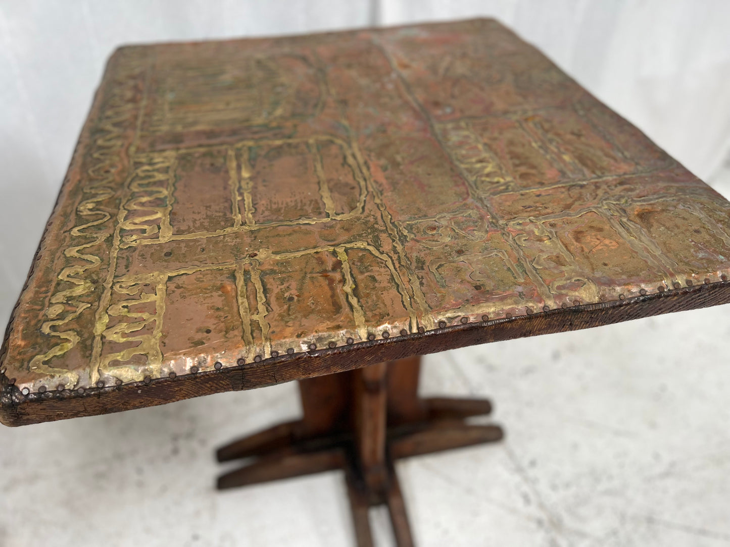 Vintage Copper & Brass Brutalist Table