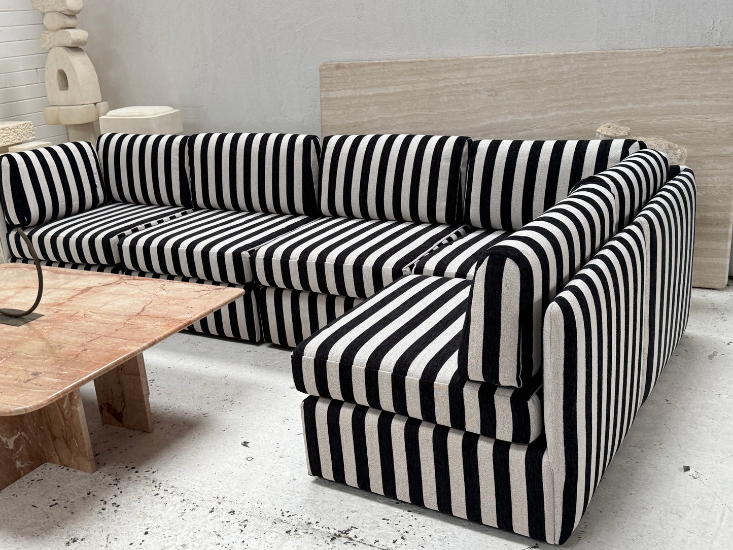 Vintage Jumbo Stripe Modular Sofa - Freshly Reupholstered