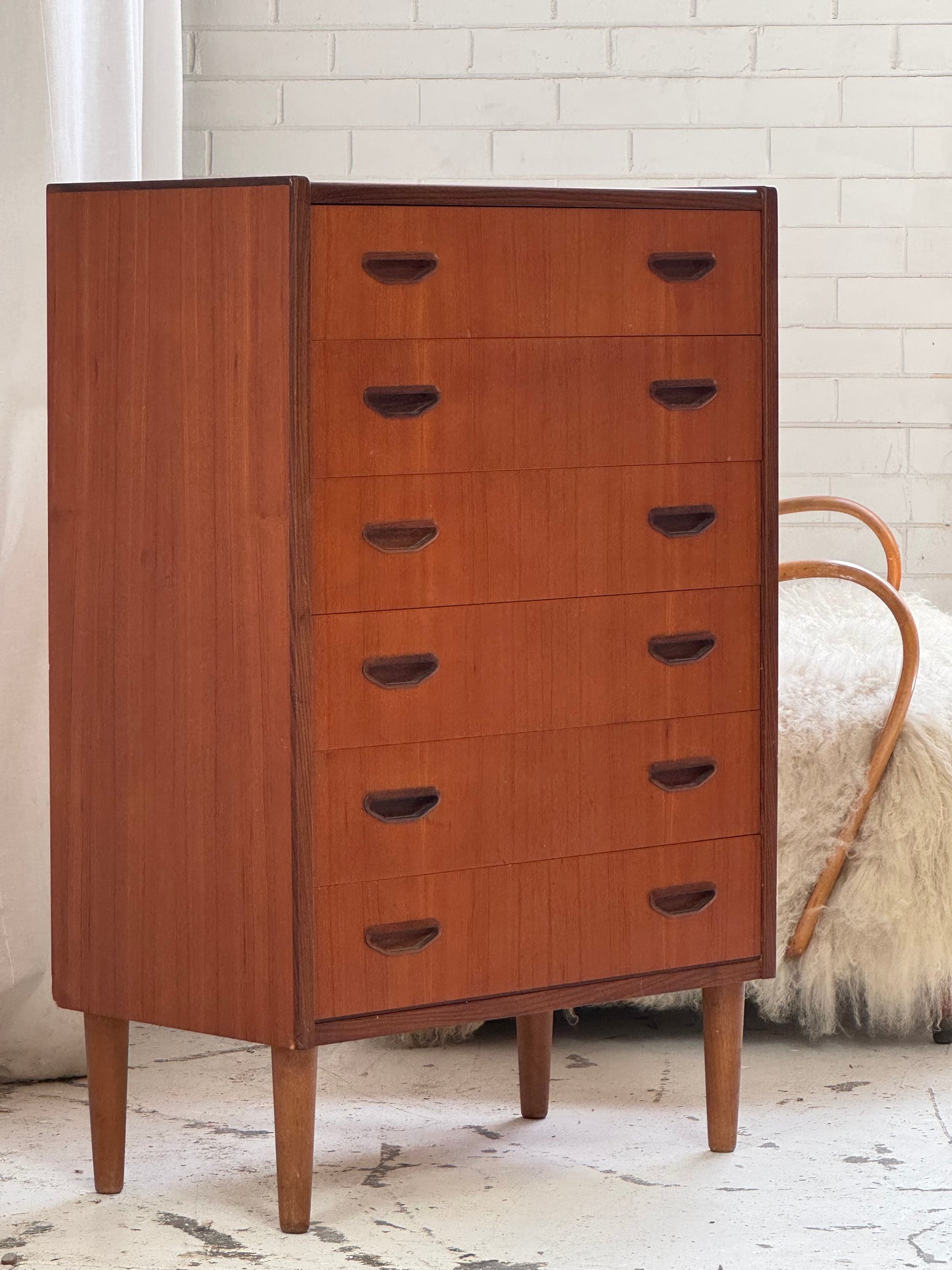 P. Westergaard Slimline Danish Tall Boy Drawers