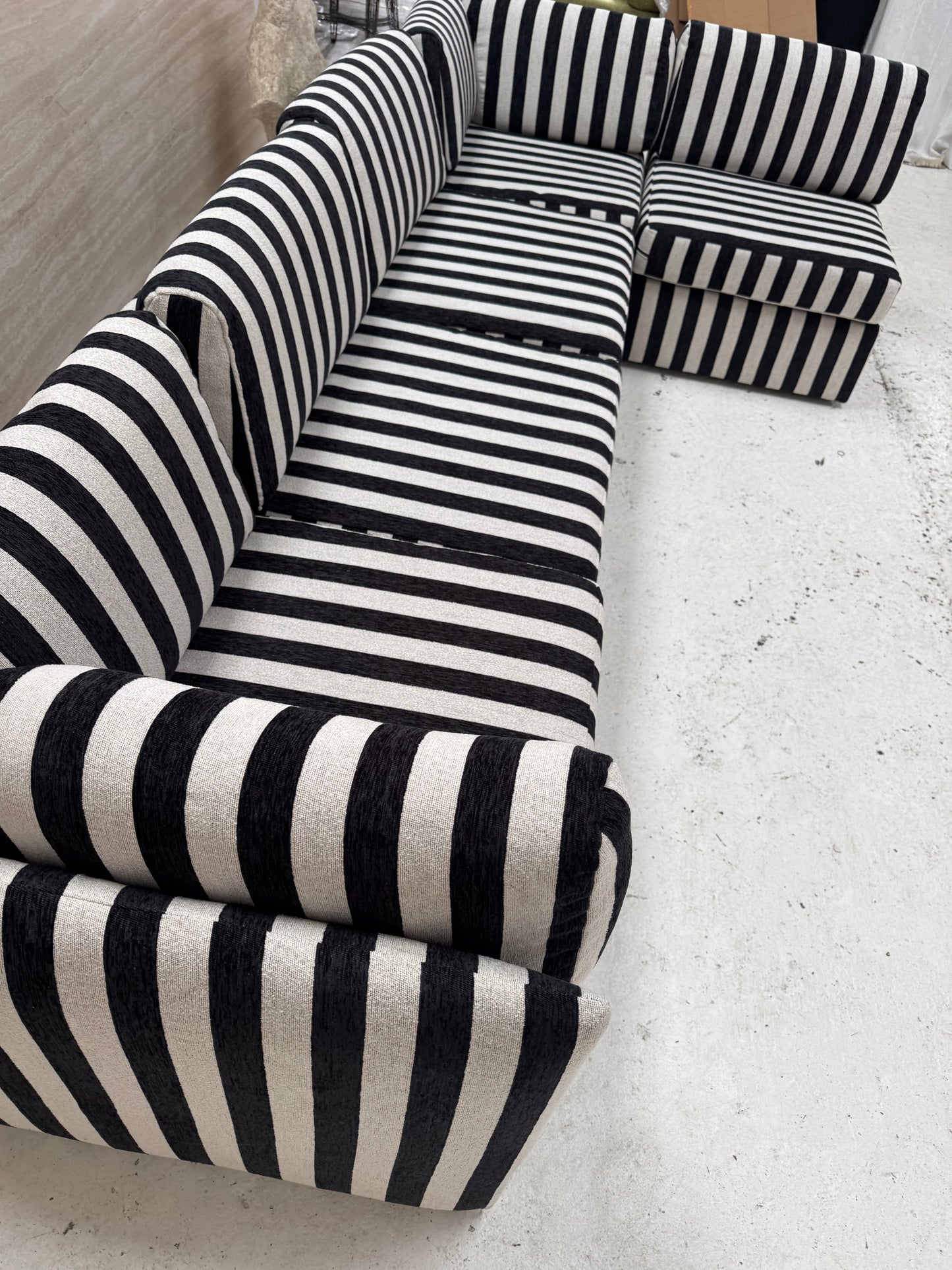 Vintage Jumbo Stripe Modular Sofa - Freshly Reupholstered