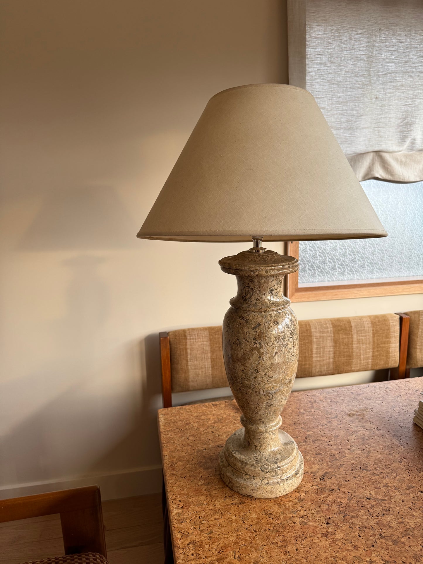 Large Vintage Limestone Fossil Lamp