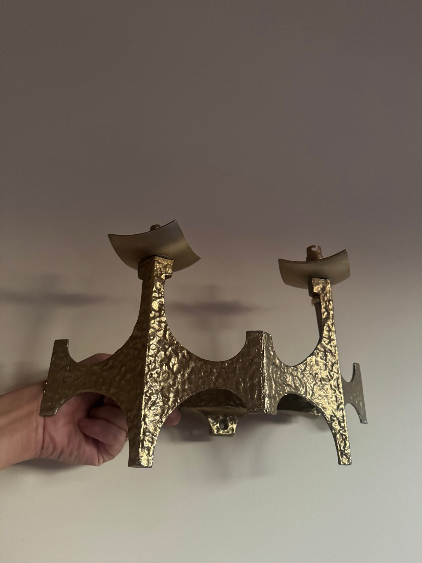 Brutalist Brass Sconces by Moe Bridge