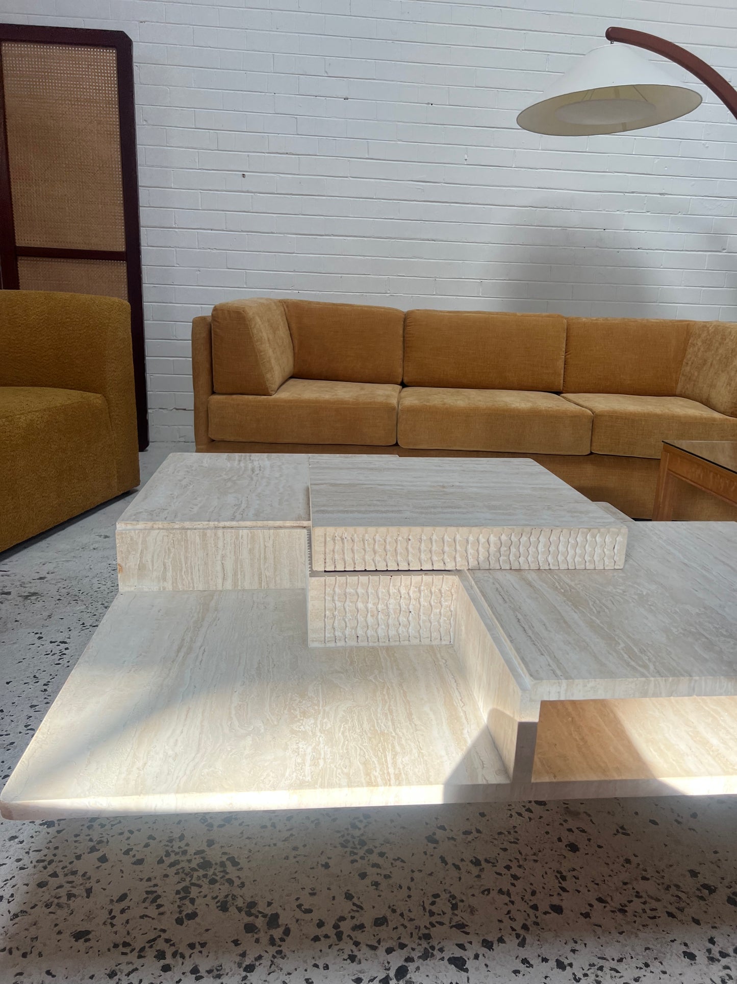 Sculptural Travertine Coffee Table
