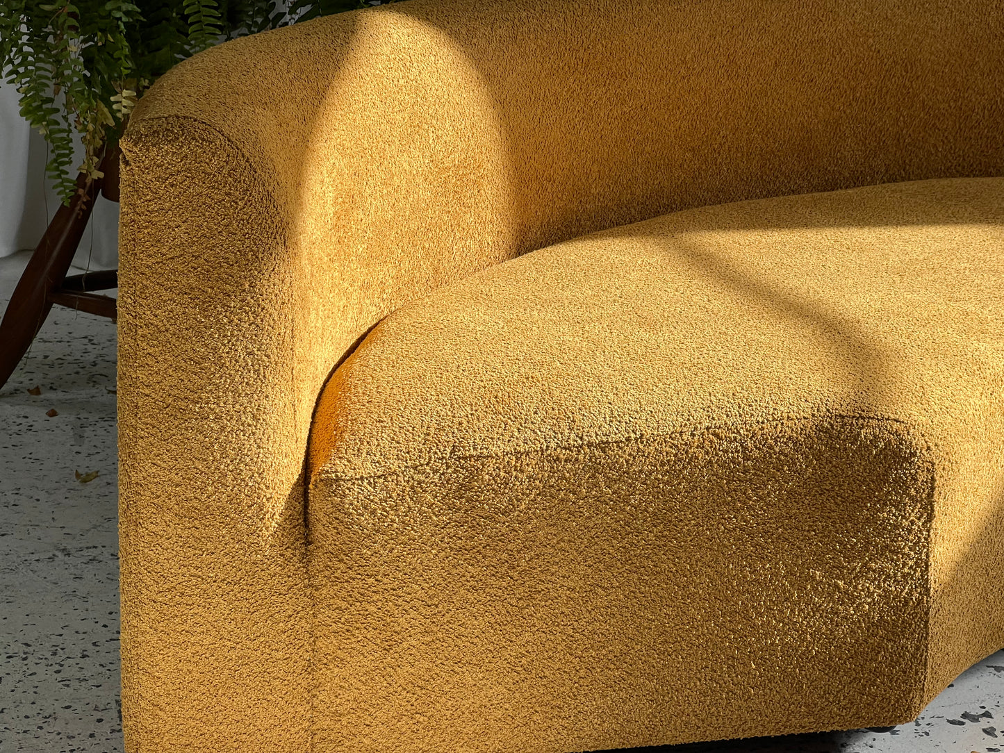 Two Piece Curved Mustard Sofa