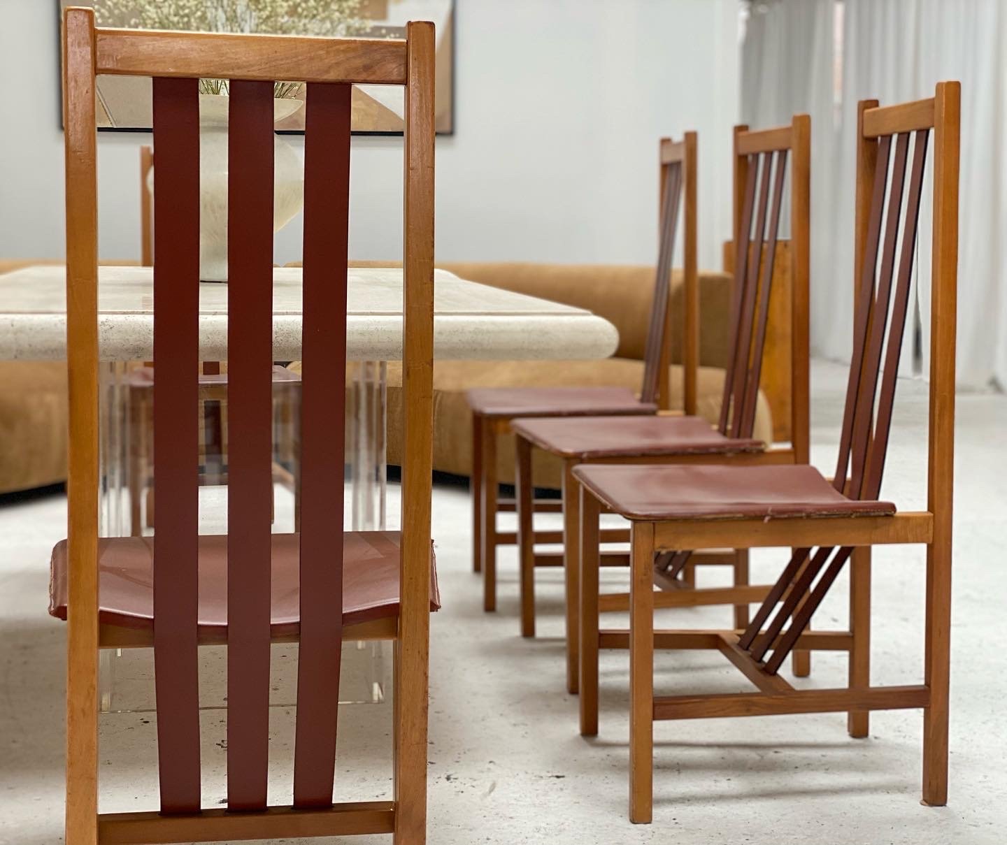 Leather High Back Vintage Chairs x 4 Mood Objects