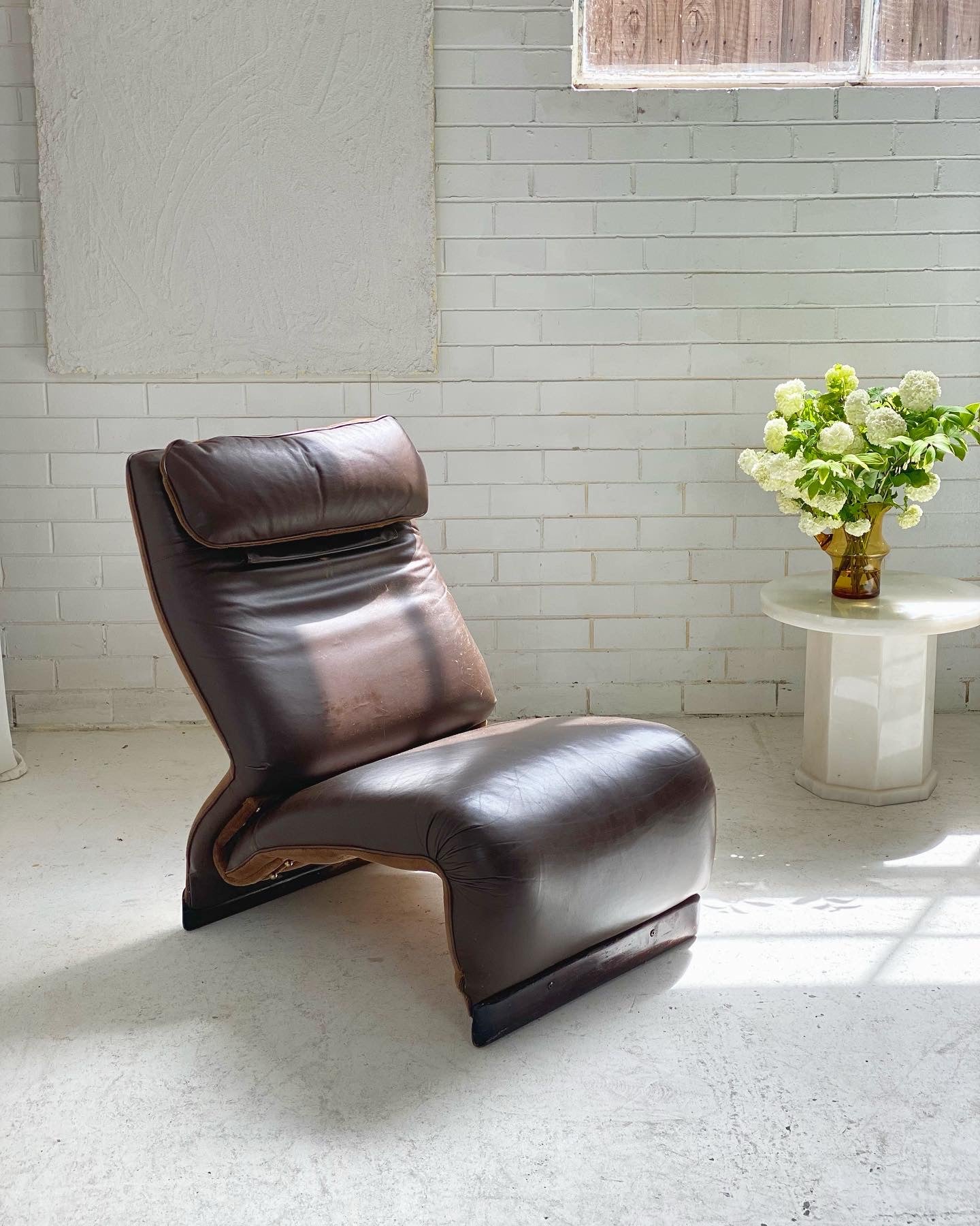 Vintage Italian Chocolate Leather Chair