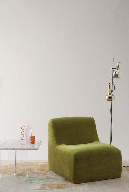 Floating Pink Marble Lucite Side Table