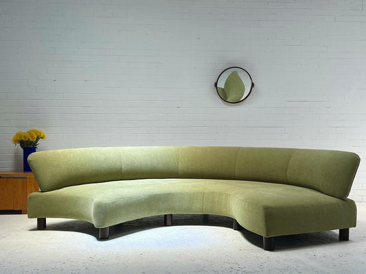 Large Custom Reupholstered Curvy Sofa